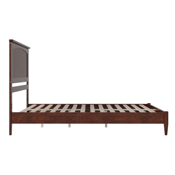 AFI Naples Walnut Queen Size Solid Wood Low Profile Platform Bed w/Charging Station