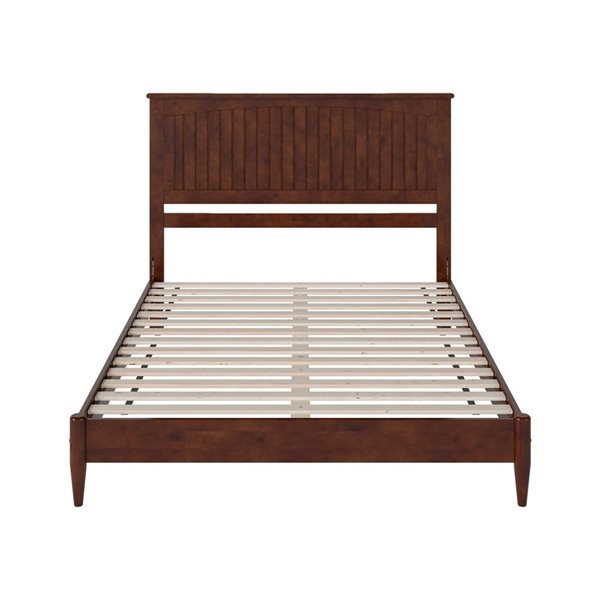 AFI Naples Walnut Queen Size Solid Wood Low Profile Platform Bed w/Charging Station