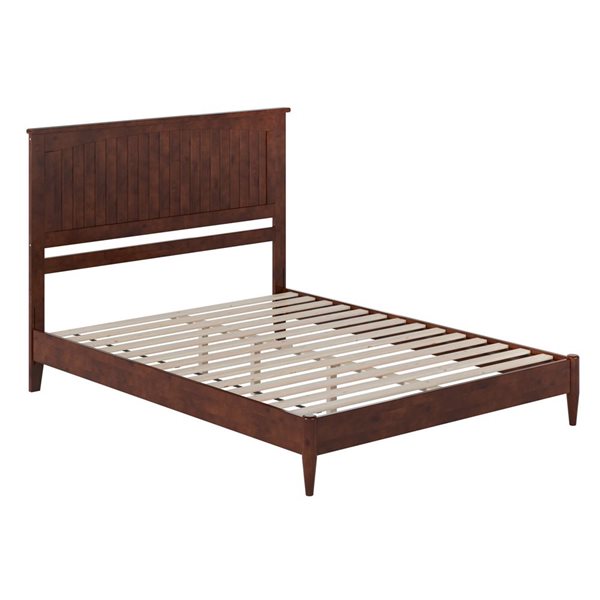 AFI Naples Walnut Queen Size Solid Wood Low Profile Platform Bed w/Charging Station