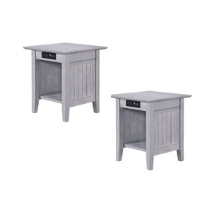 AFI Nantucket Set of 2 Driftwood Rectangular End Table with Built-in Charger