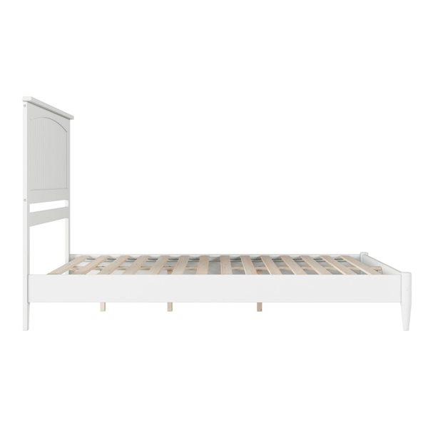 AFI Naples White Queen Size Solid Wood Low Profile Platform Bed w/Charging Station