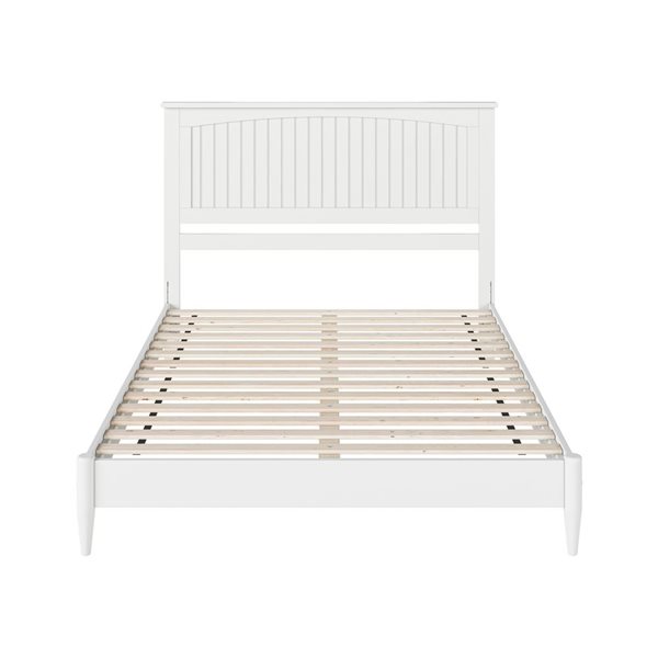 AFI Naples White Queen Size Solid Wood Low Profile Platform Bed w/Charging Station