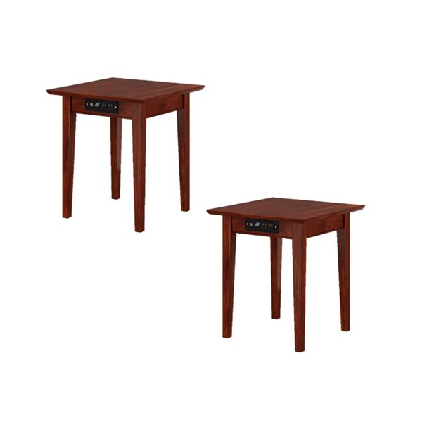 AFI Style « Shaker » Set of 2 Walnut Rectangular End Table with Charger