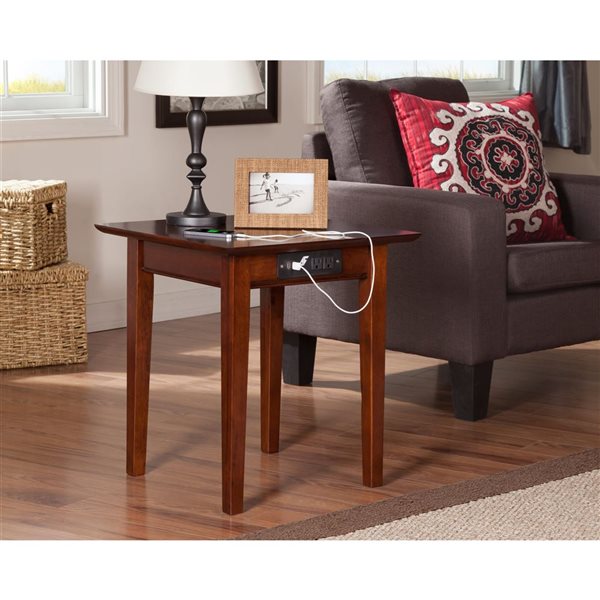 AFI Style « Shaker » Set of 2 Walnut Rectangular End Table with Charger