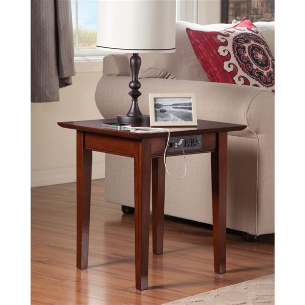 AFI Style « Shaker » Set of 2 Walnut Rectangular End Table with Charger