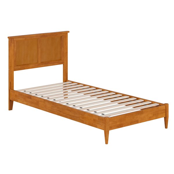 AFI Charlotte Light Toffee Twin XL Solid Wood Low Profile Platform Bed w/Charging Station