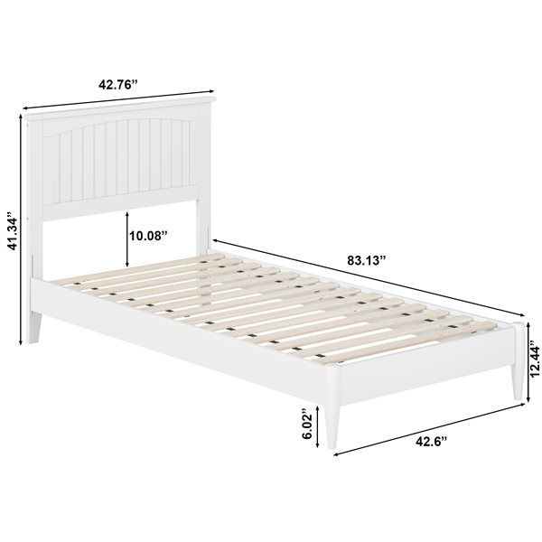 AFI Naples White Twin XL Solid Wood Low Profile Platform Bed w/Charging Station