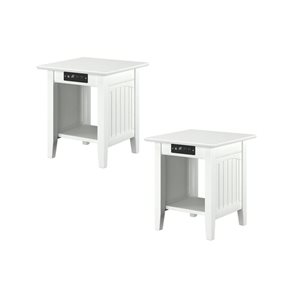 AFI Nantucket Set of 2 White Rectangular End Table with Built-in Charger