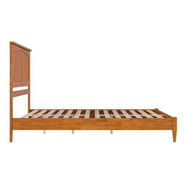 AFI Naples Light Toffee Queen Size Solid Wood Low Profile Platform Bed w/Charging Station