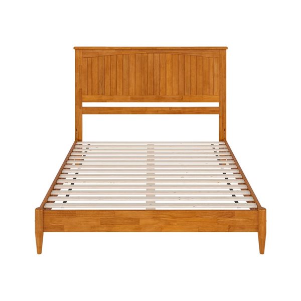 AFI Naples Light Toffee Queen Size Solid Wood Low Profile Platform Bed w/Charging Station