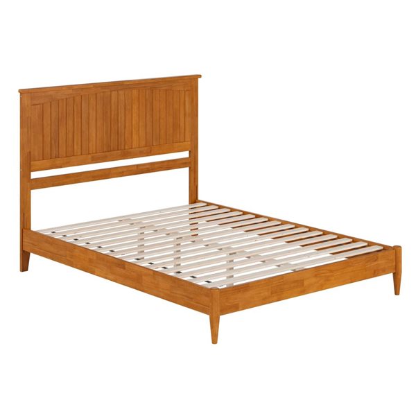 AFI Naples Light Toffee Queen Size Solid Wood Low Profile Platform Bed w/Charging Station
