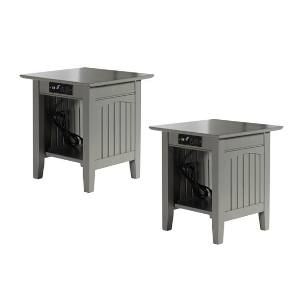 AFI Nantucket Set of 2 Gray Rectangular End Table with Built-in Charger