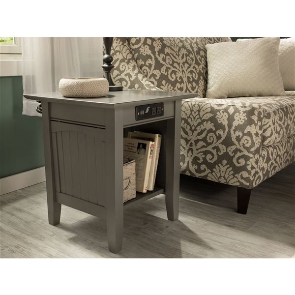 AFI Nantucket Set of 2 Gray Rectangular End Table with Built-in Charger