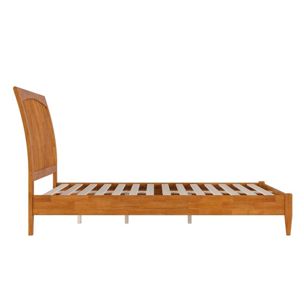 AFI Orleans Light Toffee Full Size Solid Wood Low Profile Sleigh Platform Bed w/Charging Station