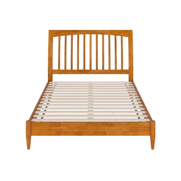 AFI Orleans Light Toffee Full Size Solid Wood Low Profile Sleigh Platform Bed w/Charging Station