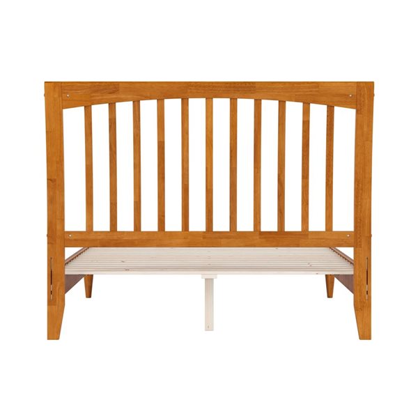 AFI Orleans Light Toffee Full Size Solid Wood Low Profile Sleigh Platform Bed w/Charging Station