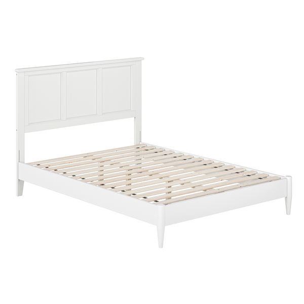 AFI Charlotte White Full Size Solid Wood Low Profile Platform Bed w/Charging Station