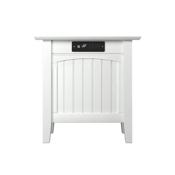 AFI Nantucket Set of 2 White Rectangular Chair Side Table with Built-in Charger