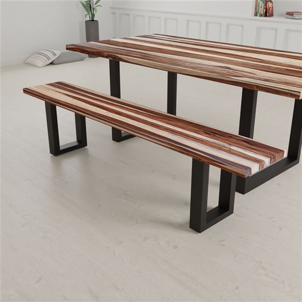 MobX 80 L x 14-in D Sheesham Bench with Black Metal U Legs