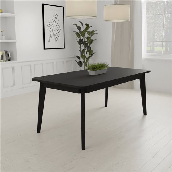 MobX 70 L x 36-in W Straight Edge Black Acacia Rectangular Dining Table - Legs Included