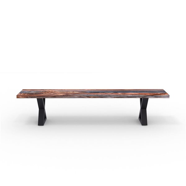 MobX 80 L x 14-in D Grey Sheesham Bench with Black Metal X Legs