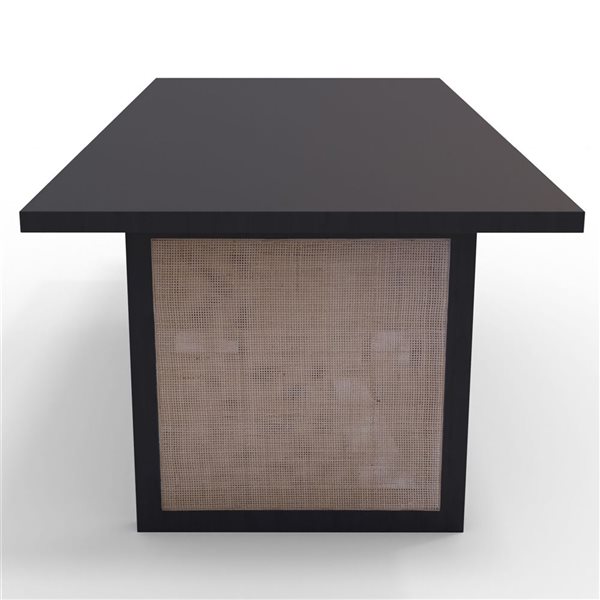 MobX 84 L x 39-in W Straight Edge Black Mango Wood Dining Table with Caned Legs