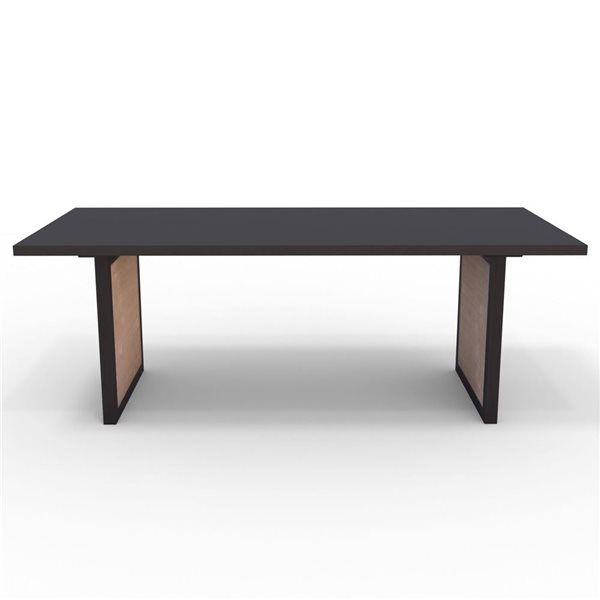 MobX 84 L x 39-in W Straight Edge Black Mango Wood Dining Table with Caned Legs