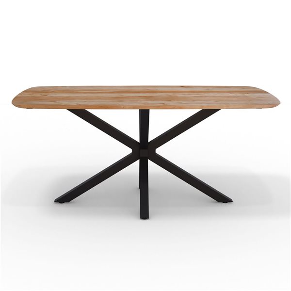 MobX 70 L x 36-in W Pale Acacia Rectangular Dining Table with Black Metal Spider Legs