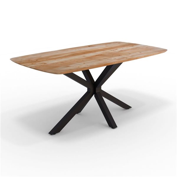 MobX 70 L x 36-in W Pale Acacia Rectangular Dining Table with Black Metal Spider Legs