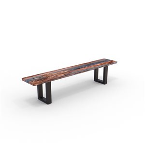 MobX 80 L x 14-in D Grey Sheesham Bench with Black Metal U Legs