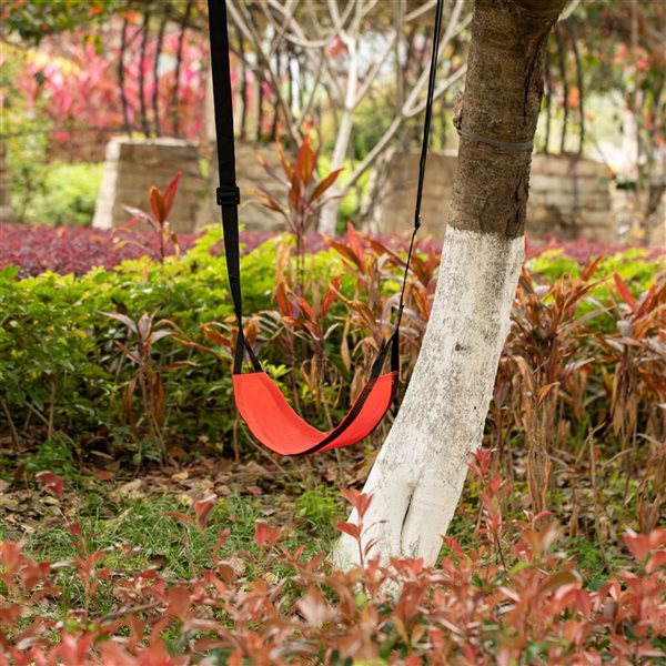 PLAYBERG Red Playground Kids Hanging Mesh Fabric Tree Swing with Adjustable Strap