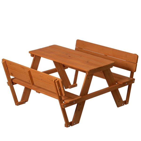 Gardenised Wooden Kids Picnic Table Bench with Backrest