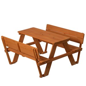 Gardenised Wooden Kids Picnic Table Bench with Backrest