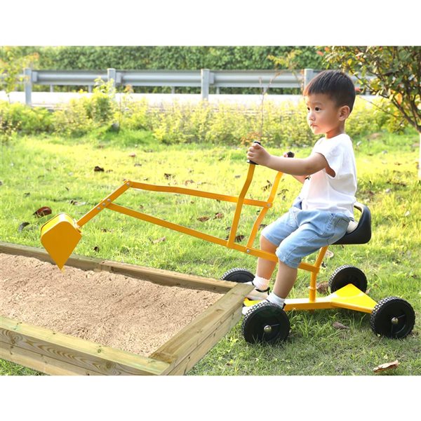 PLAYBERG Yellow Metal Sand Digger Toy Crane with wheels