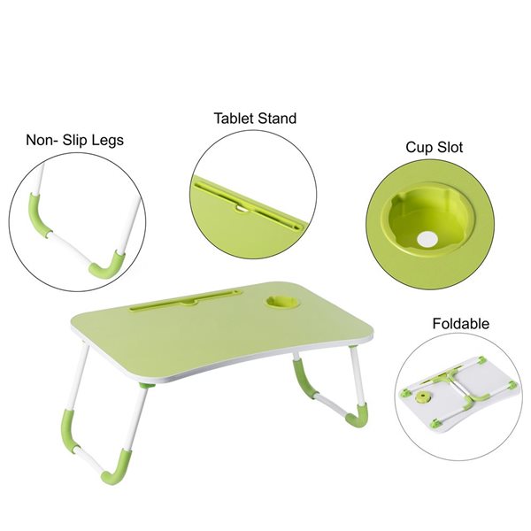 Basicwise Green Bed Tray Laptop Foldable Table