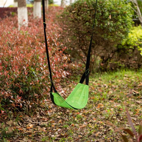 PLAYBERG Green Playground Kids Hanging Mesh Fabric Tree Swing with Adjustable Strap