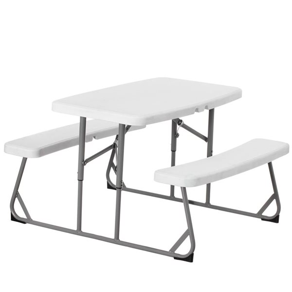 Gardenised White Plastic Foldable Kids' Picnic Table w/ Bench