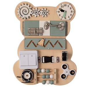 ShpilMaster Green Wooden Sensory Bear Shaped Toddler Busy Board