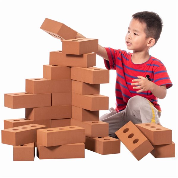 ShpilMaster Foam Stacking Building Red Brick Block - 25 Pack