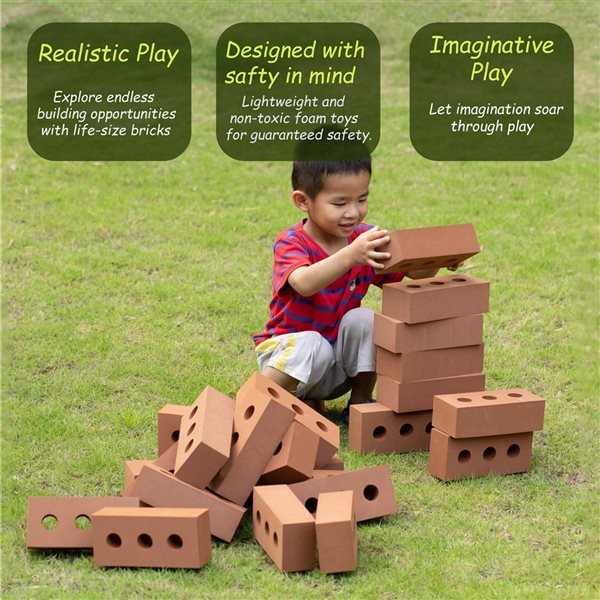 ShpilMaster Foam Stacking Building Red Brick Block - 25 Pack