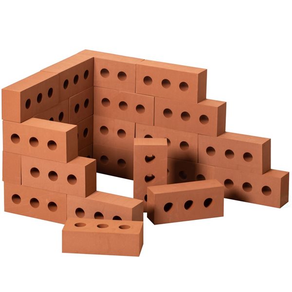 ShpilMaster Foam Stacking Building Red Brick Block - 25 Pack