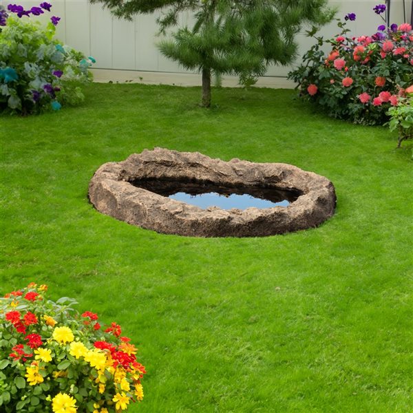 Gardenised Flower 17 Gallon Beige Faux Rock Garden Decorative Water Pond