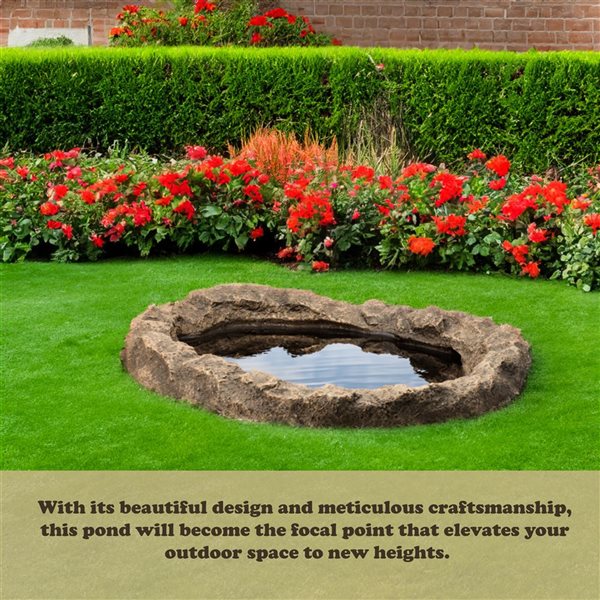 Gardenised Flower 17 Gallon Beige Faux Rock Garden Decorative Water Pond