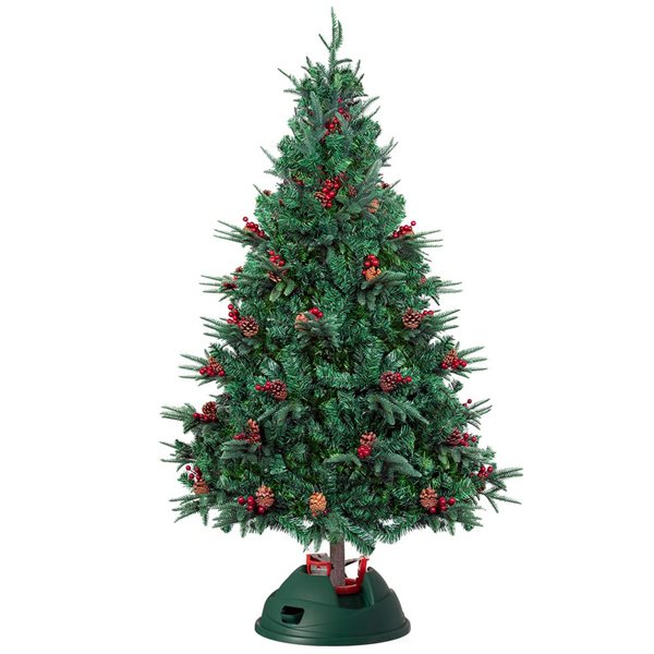 Gardenised Indoor Green Christmas Tree Stand With Water Reservoir and Adjustable Metal Claws