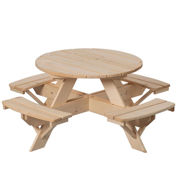 Gardenised Natural Wood Kid's Round Picnic Table w/ Bench