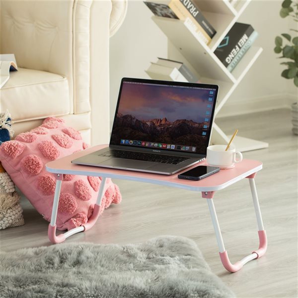 Basicwise Pink Bed Tray Laptop Foldable Table