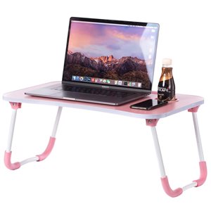 Basicwise Pink Bed Tray Laptop Foldable Table