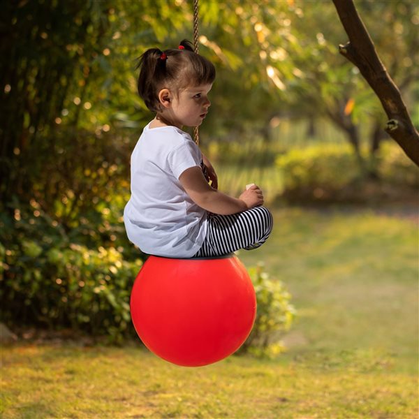 PLAYBERG Red Outdoor Inflatable Heavy Duty Rubber Hanging Ball Swing