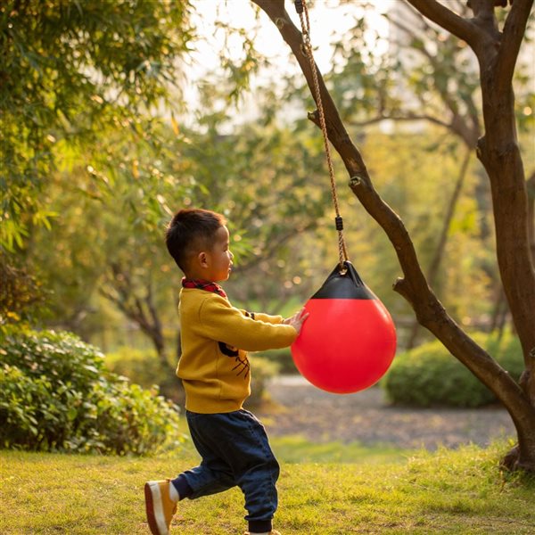 PLAYBERG Red Outdoor Inflatable Heavy Duty Rubber Hanging Ball Swing