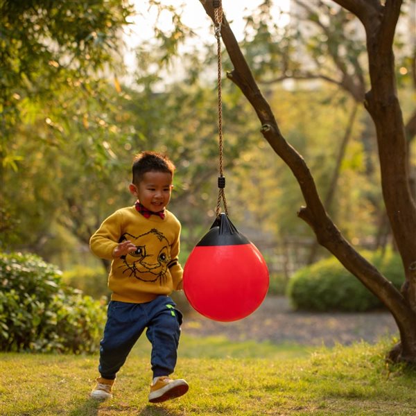 PLAYBERG Red Outdoor Inflatable Heavy Duty Rubber Hanging Ball Swing
